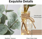 Bessol Artificial Eucalyptus Stems in Glass Vase with Faux Water, 13.5" Fake Plants for Home Decor, Coffee Table Centerpieces, Office, Bathroom & Farmhouse Weddings - Faux Greenery Plants Decorations