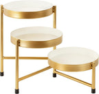 Kate and Laurel Finn 3-Tiered Plant Stand; 7.25 x 7.25 x 10; White and Gold; Decorative Layered Tabletop Plant Stand for Display and Storage