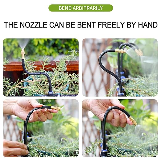 Drip Irrigation Kit Automatic Watering System for Potted Plants, 360 Degree Adjustable Copper Micro Sprinklers, Quick Connect Tubing Fittings for Garden, Lawn, Patio, Balcony(15 Nozzles)