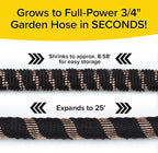Pocket Hose 25 FT Copper Bullet Expandable Garden Hose w/10 Pattern Thumb Spray Nozzle AS SEEN ON TV 650psi 3/4 in Patented Lead-Free Ultra-Lightweight Solid Copper Anodized Aluminum