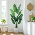 Artificial Bird of Paradise Plant 5 Ft Tall Fake Banana Leaf Plant for Indoors and Outdoors,Faux Palm Tree with Plastic Pot for Office and Home Decor,L160