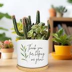 Thank You for Helping Me Grow Succulent Cactus Planter Pots with Bamboo Tray, Office Kitchen Home Windowsill Indoor Tabletop Decor, Gift for Friends Mom Teachers Plant Lovers