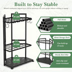 Faesun Garden Tool Organizer for Garage, Heavy Duty Garden Tool Storage Organizer with Secure Slots & Hooks, Freestanding Long Handle Tool Rack for Shovels, Rakes, Brooms, Garage, Shed & Yard