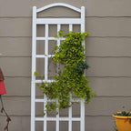 Dura-Trel Cambridge Vinyl Trellis, Outdoor Plant Support Frame, 28" x 75", White - Decorative Grid-Style Lattice for Climbing Vines & Flowers, Use Against Walls, Fences or Freestanding