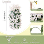 Artificial Flowers for Outdoors Fake White Bougainvillea Hanging Flower Decoration, 2Pcs Realistic Faux Silk Plants Long Trailing Vines, Spring Decor for Porch Patio Balcony Planter Yard