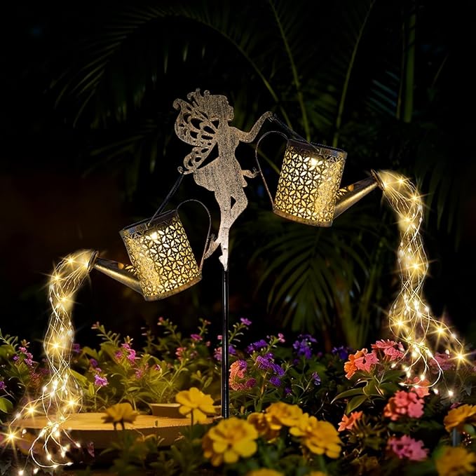 SRNPMIU Solar Watering_Can Light - Solar Yard Decorations Outdoor,Garden Decor Lights for Yard,IP65 Waterproof Hanging Lantern Lights,Outside Garden Flower Bed Decor Light for Moms Birthday 2PCS