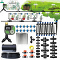 Drip Irrigation System with Water Timer Auto Watering System for Garden 5/16“ID and 1/4 Inch Pipe 162ft Adjustable Spray Kit, for Greenhouse, Garden, Lawn, and for Potted Plants