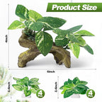CousDUoBe 9 Pcs Fish Tank Decor，Silk Aquarium Plants Green Silk Leaf pad Hammock Artifical Driftwood cave Betta Fish Tank Accessories 6 x 3 x 4 inches(LxWxH)