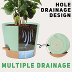 YNNICO 12 Inches Indoor Self Watering Planters with Drainage Holes and Saucers, 4 Pack (Green)