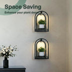 LED Grow Light Wall Hanging Planters with USB Power, Remote Control, Modern Decor for Indoor/Outdoor Plants, Living Room, Garden, Patio 2 Pack Black