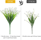 AmyHomie 20 Bundles Artificial Flowers for Outdoor Outside Spring Summer Decoration UV Resistant Faux Flowers No Fade Fake Plastic Plants Garden Porch Window Box Decorating (Pure White)