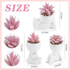 Der Rose 3 Pcs Fake Succulents Plants Artificial Pink Room Office Desk Decor for Women