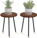 Plant Stand Indoor 2 Pack: Adjustable Wood 16 Inch Plant Stand - Mid Century Modern Decor Corner Plant Stands for Indoor Plants - Small Round Plant Table Holder for Balcony Living Room Office