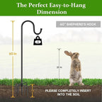 60" Shepherds Hooks for Outdoor, Heavy Duty Bird Feeder Pole for Hanging Lantern, Hummingbird Feeder, 7 Prongs Base Shepherds Hook for Bird Feeders Outside,1 Pack, Black