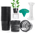 ORIMERC 4 inch Net Pots, 20 Pack Net Cups with 20 feet Self-Watering Rope&Plant Labels, for Hydroponic Aquaponics Kratky Orchid Vegetable Indoor Outdoor Growing Baskets Nursery Slotted Mesh BPA Free
