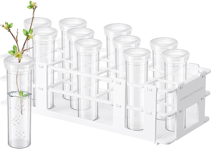 Willinglong 11 Pcs 60ml Large Floral Tubes with Rack Holder Set for Milkweed Cuttings Floral Stem Water Tubes for Fresh Flowers Raising Caterpillars Monarch Butterfly Habitat Flower Arrangements