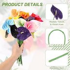 uxcell 8Pcs 11inch Artificial Anthurium Lily Flowers, Permanent Flower Bouquet for Home Arrangements Wedding Festival Decoration Crafts Store Decor Accessories, Purple