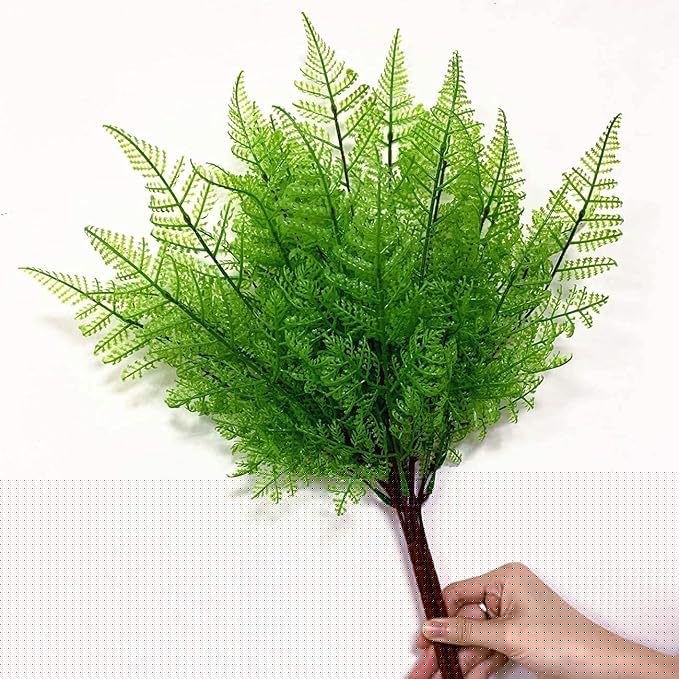 Artificial Fern Plants, PASYOU Fake Greenery Shrubs Plastic Bushes Grass Shrub Leaves Bush Home Indoor Outdoor Garden Verandah Wedding Party Décor Table Arrangement Decoration Planter Filler 4 Bunches