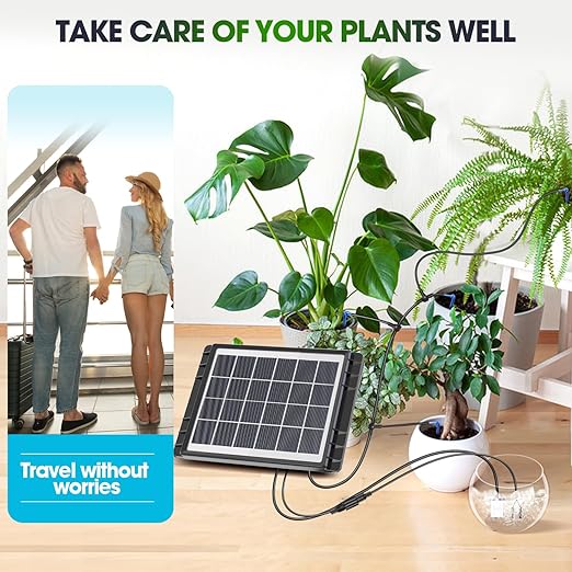 Solar Irrigation System for Garden - Skycow 2W Solar & USB Power Automatic Drip Irrigation Kit15 Potted Indoor Outdoor Garden Balcony Anti-Siphoning Plant Watering System 25 Timing Mode