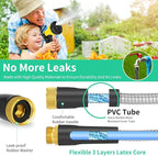 25FT Water Hose, Heavy Duty Stainless Steel Garden Hose with 10 Function Nozzle, Lightweight Metal Hose, No Kink, Leak-proof, Puncture Resistant for Yard, Outdoor, RV