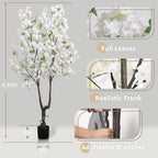 Faux White Cherry Blossom Tree 6ft(72in) Tall Artificial Japanese Sakura in Pot Realistic Cherry Plant Decor Handmade Natural Fake Pink Flower Tree for Christmas,New Year,Wedding,Living Room
