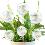 Pynqdfu 6Pcs Plant Watering Globes,Iridescent Rainbow Glass Self Watering Planter Insert,Clear Watering Bulbs for Indoor,Outdoor,Flowerpot,Hanging Plants,Home Garden(3 Large+3 Small)