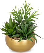 Briful Fake Succulents in Gold Metal Pot, Artificial Succulent Plants Arrangement for Home Decor, Small Faux Potted Plants Tabletop Centerpiece, Desk Office Bathroom Shelf Decorations