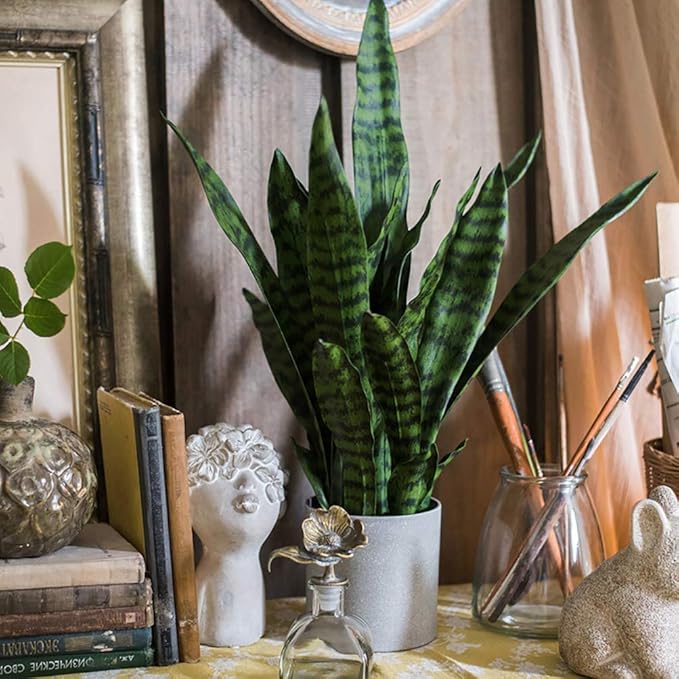 Bird Fiy Artificial Snake Plants 30" Faux Agave Fake Sansevieria Artificial Silk Plant for Home Garden Office Store Decoration 4 Pcs (Green)