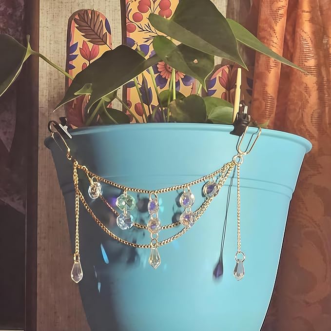Sun Catcher Plant Hanger Crystal Suncatchers Rainbow Plant Pot Accessory for Indoor Outdoor Window Hanging Home Garden Decor, Plant Lover Gift
