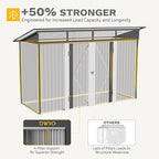 DWVO 9x4 FT Storage Shed for Bicycle, Functional Metal Tool Shelter Garden Storage Unit with Acrylic Windows, Secure Entry Lock, Water-Resistant Waste Enclosure for Outdoor Patio Garden(Dark Gray)