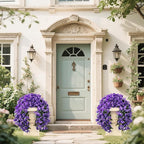 Artificial Flowers for Outdoors Fake Purple Bougainvillea Hanging Flower Decoration, 2Pcs Realistic Faux Silk Plants Long Trailing Vines, Spring Decor for Porch Patio Balcony Planter Yard