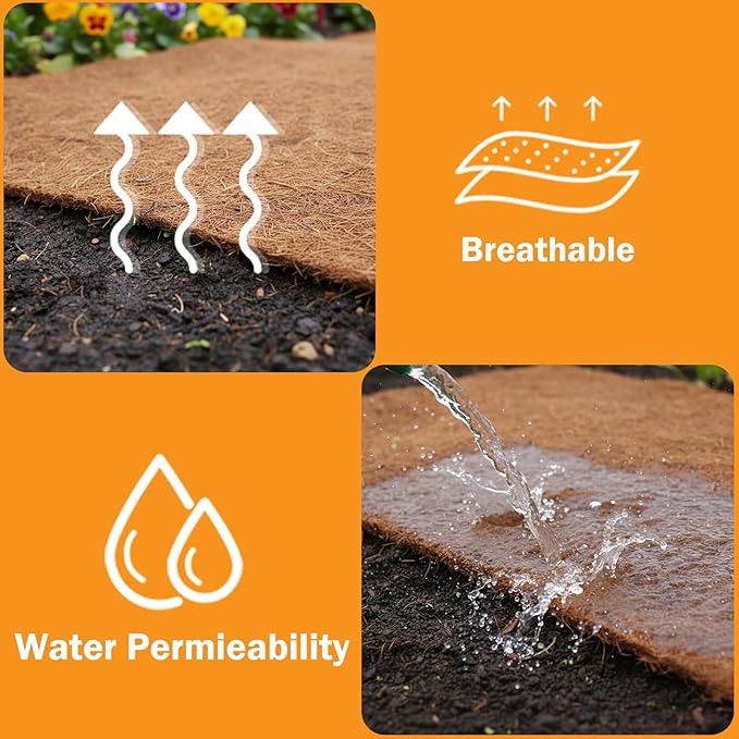 Coco Coir Mulch for Landscaping, 24 Inch Coconut Liners for Planters, 6 Pcs Coconut Fiber Tree Ring, Plant Covers from Animals,Dirt and Tree Protectors