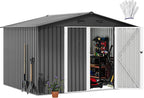 DWVO 10'x8' Large Metal Outdoor Storage Shed, Heavy Duty Tool Storage Sheds for Backyard Patio Lawn - Ideal for Bicycles, Garden Tools, and Lawn Equipment, Easy-to-Assemble, Dark Gray