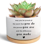 Coworker Gifts, May You Be Proud of The Work You Do, Succulent Plant Pot, Flower Cactus Planter, Employee Appreciation Farewell Gift for Coworker Colleague Work Bestie (Plants Not Included)