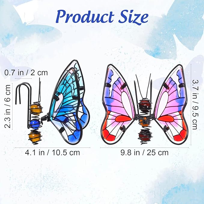 BESPORTBLE 3Pcs Butterfly Decorations for Plant Pots: Metal Stained Glass Garden Decor – Spring Outdoor Decor for Potted Plants, Aesthetic Yard & Patio Decorations Outdoor, Gift for Women