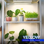 Barrina Grow Lights for Indoor Plants, Full Spectrum Sunlight, 1FT White Cover Plant Growing Lamp, LED Grow Light Bulbs, T5 Grow Light Strip, Plug and Play, Yellow, 4-Pack
