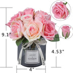 XIAYAN Artificial Flower and Glass vase, Silk Rose Flower Glass Bottle Set, Suitable for Living Room, Dining Table, Office, Wedding, Hotel Banquet and Other Home Decoration. (Pink)………