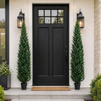 7 Feet Outdoor Artificial Topiary Cedar Tree, Set of 2 UV Resistant Potted Faux Cedar Trees for Outdoors and Indoors, Decorative Fake Shrubs Topiary Trees for Home Living Room Front Door Decor