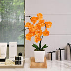15" Tall Artificial Silk Phalaenopsis Orchid Flower Plant Pot Arrangements (Orange)