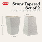 Keter Stone Tapered Planter Set of 2, Tall 26.4‑Inch Resin Outdoor Flower Pots with Stone‑Look Finish and 12.2‑Gallon Capacity, Cream