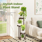 Bamworld Corner Plant Stand Indoor Outdoor, Tall Metal Flower Pot Stands for Multiple Plants, 4 Tier Brown Heavy Duty Plant Shelf for Patio Garden Balcony Living Room Bedroom(Patent Design)