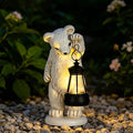mocosa Solar Garden Statues Bear and LED Lights Birthday Gifts for Women Mom Grandma Solar Outdoor Cat Decor for Outside,Outdoor Solar Lights for Yard, Garden and Patio, Unique Gift for Women