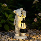mocosa Solar Garden Statues Bear and LED Lights Birthday Gifts for Women Mom Grandma Solar Outdoor Cat Decor for Outside,Outdoor Solar Lights for Yard, Garden and Patio, Unique Gift for Women