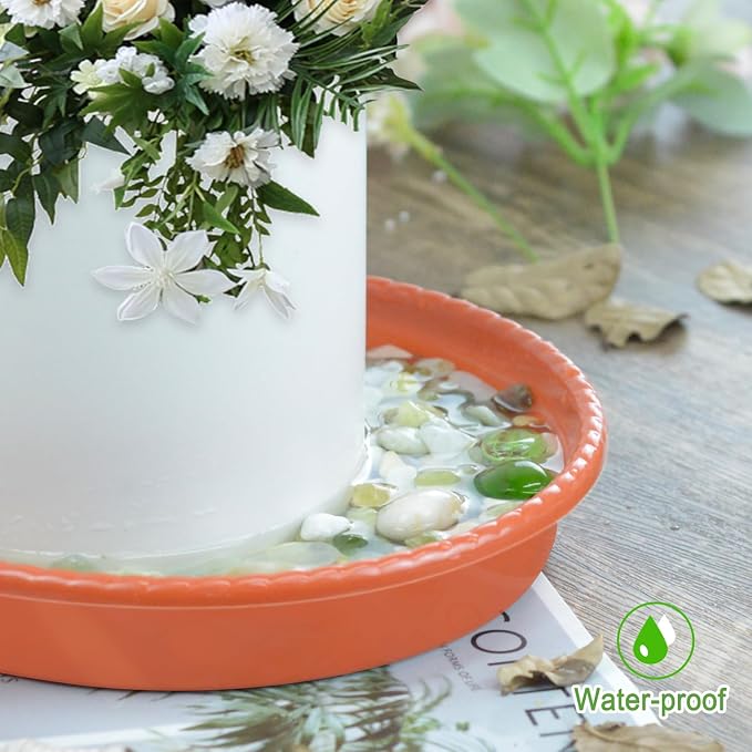 SupKing 6 Pack Plant Saucers Drip Tray,6 Inch Heavy Sturdy Plastic Flower Pot Saucers for Indoor, Plastic Planter Water Tray for Plant Pots Liners (6''-Terracotta)