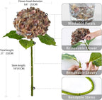 ZYTUYO 3PCS Brown Hydrangeas Artificial Flower 21" Real Touch Faux Latex Fake Hydrangeas Silk Bouquet for Home Kitchen Living Room Spring Table Office Wedding Party Arrangement
