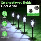Mancra Solar Pathway Lights Outdoor, 8 Pack Metal Glass Solar Lights Outdoor Waterproof Auto On/Off Landscape Path Lighting Garden Decor for Yard Walkway Driveway, Cool White