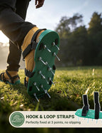 Lawn Aerator Shoes for Lawn, Soil Yard Aerator Tool with Hook & Loop Straps for Effectively Aerating, One Size Fits All Free-Installation Lawn Shoes for Yard Garden Patio Grass