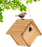 Wren Bird House for Outside, Hanging Wood Nesting Box for House Wrens & Carolina Wrens, 1-1/8" Entrance Hole, Air Vents & Clean-Out Door, Weather-Resistant Birdhouse for Backyard Bird Watching 1 Pack