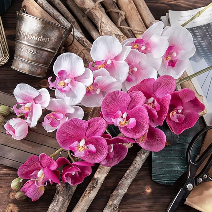2 Simulation Butterfly Orchid Artificial Fake Flowers Decorative Living Room Bedroom Fake Flowers (Pink)