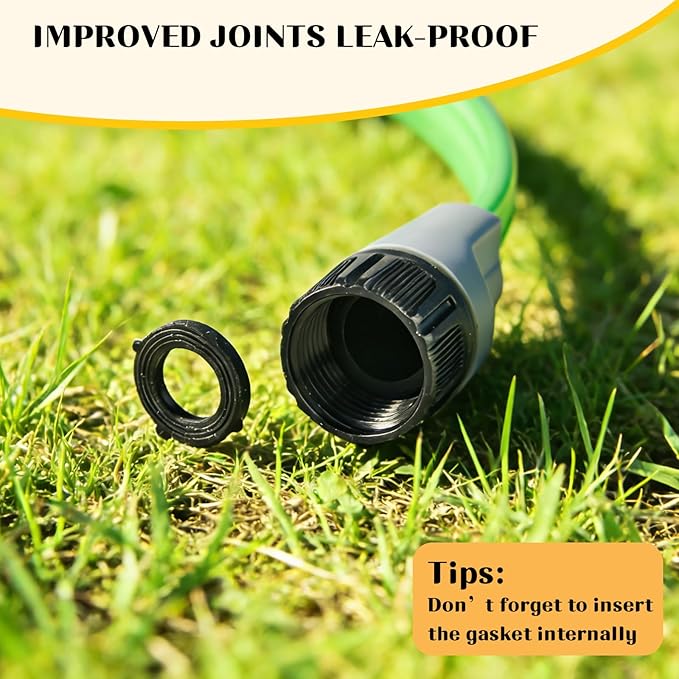 Sprinkler Soaker Hose for Yard 50 FT(25 ft 2pack) with Holes, Flat Garden Soaker Hose with Splitters and Staples, Drip Hose Sprinkler Watering Drip Irrigation Hoses for Lawn Garden Watering System